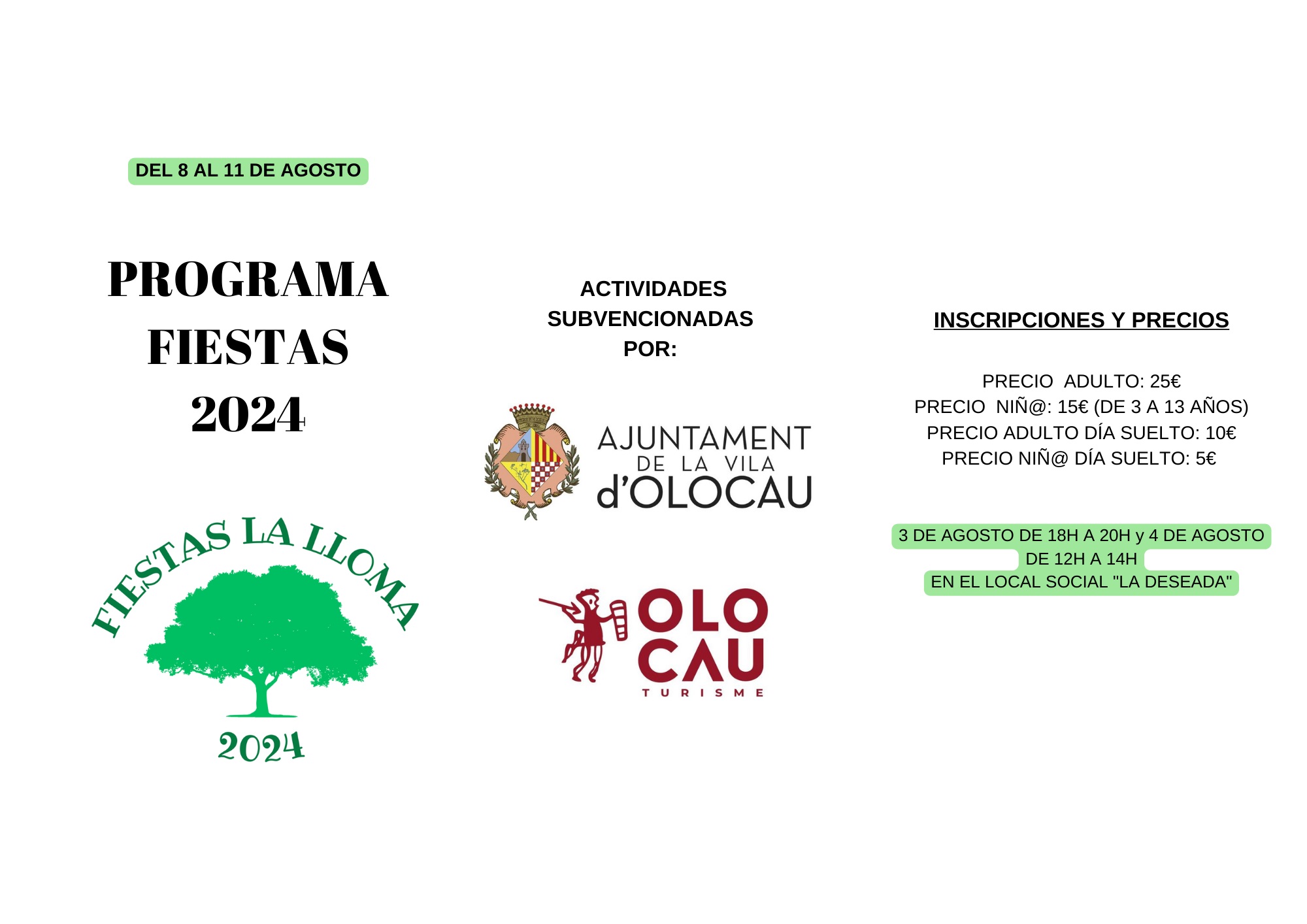 Programa Fiestas La Lloma Olocau - 1