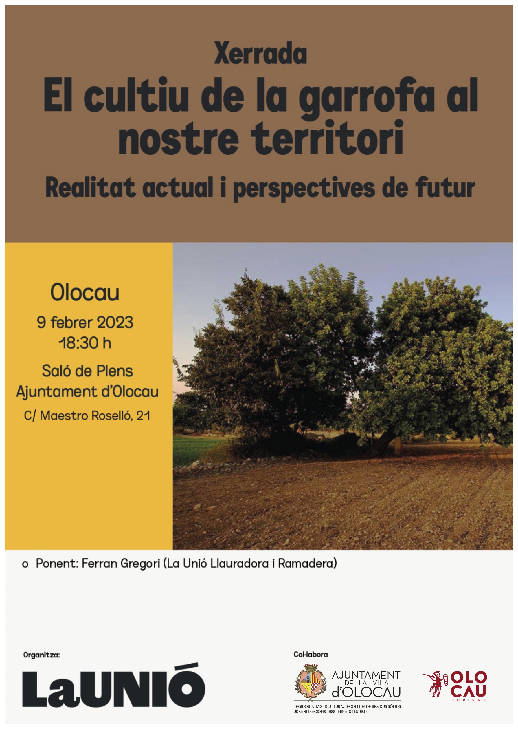 Cartel charla informativa de La Uni&oacute; de Llauradors i Ramaders en Olocau