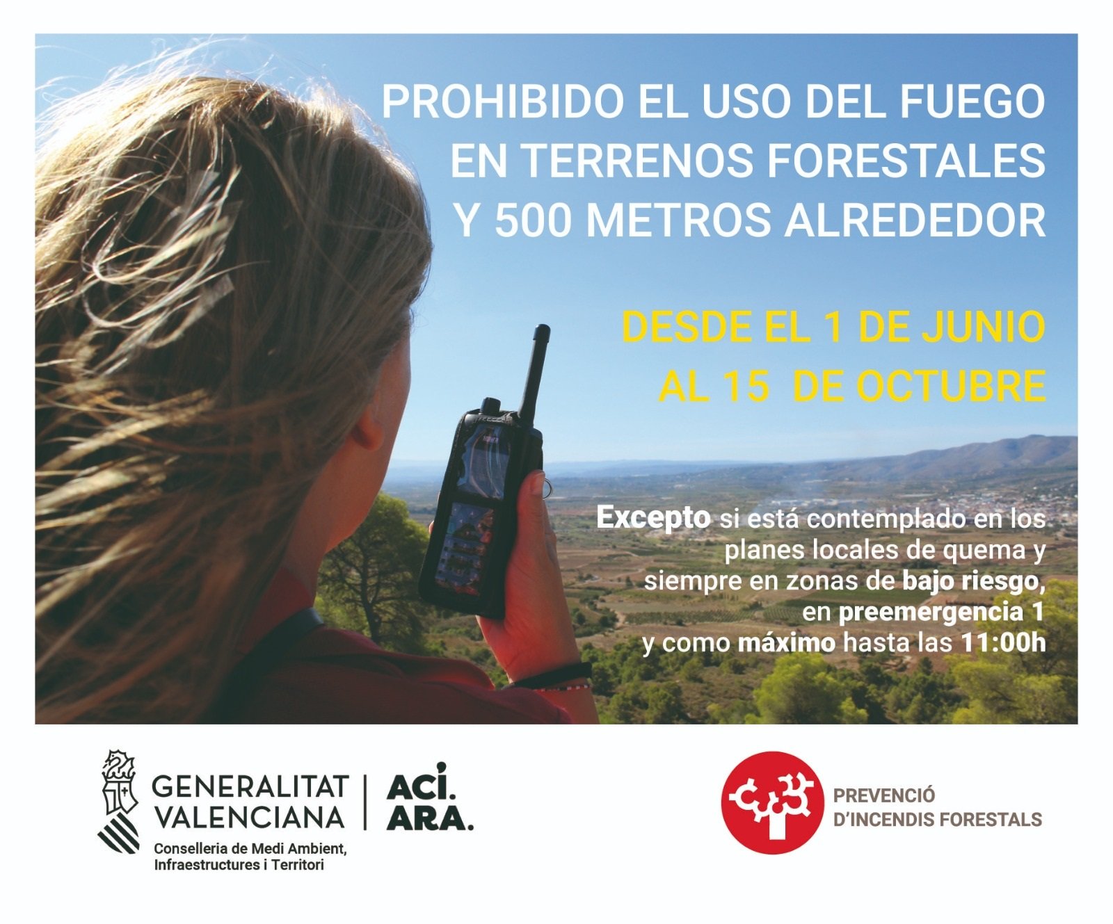 Prohibició de les cremes agrícoles de l'1 de juny al 15 d'octubre (ambdós inclusivament)