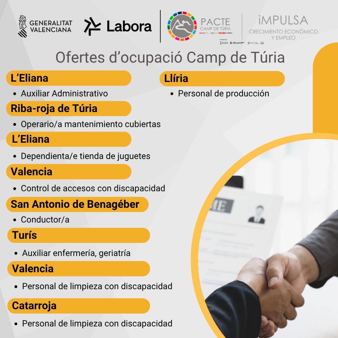 Ofertas empleo Mancomunitat Camp de Túria