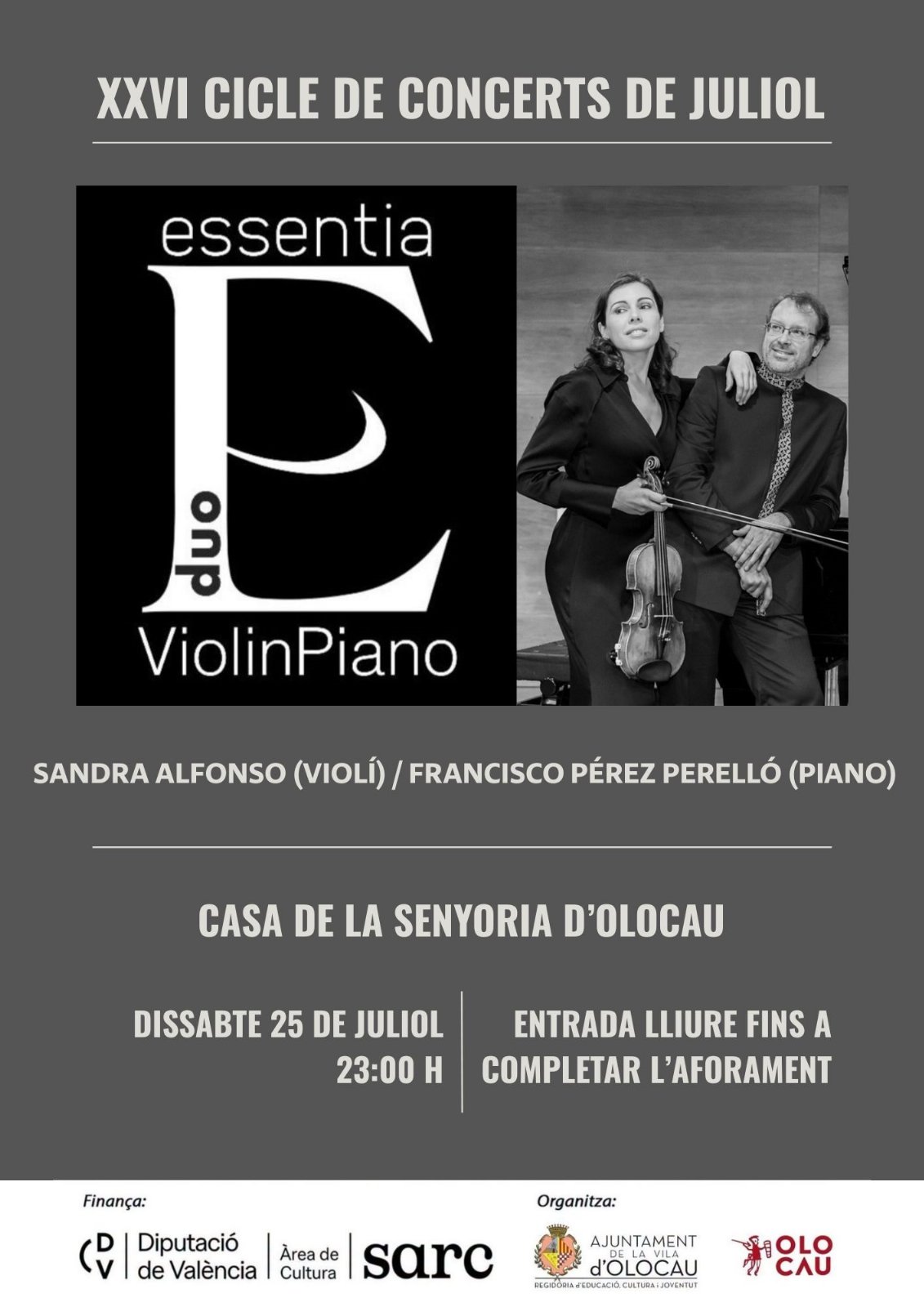 Actuació d'Essentia Duo (XXVI Cicle de Concerts de Juliol de la Casa de la Senyoria)