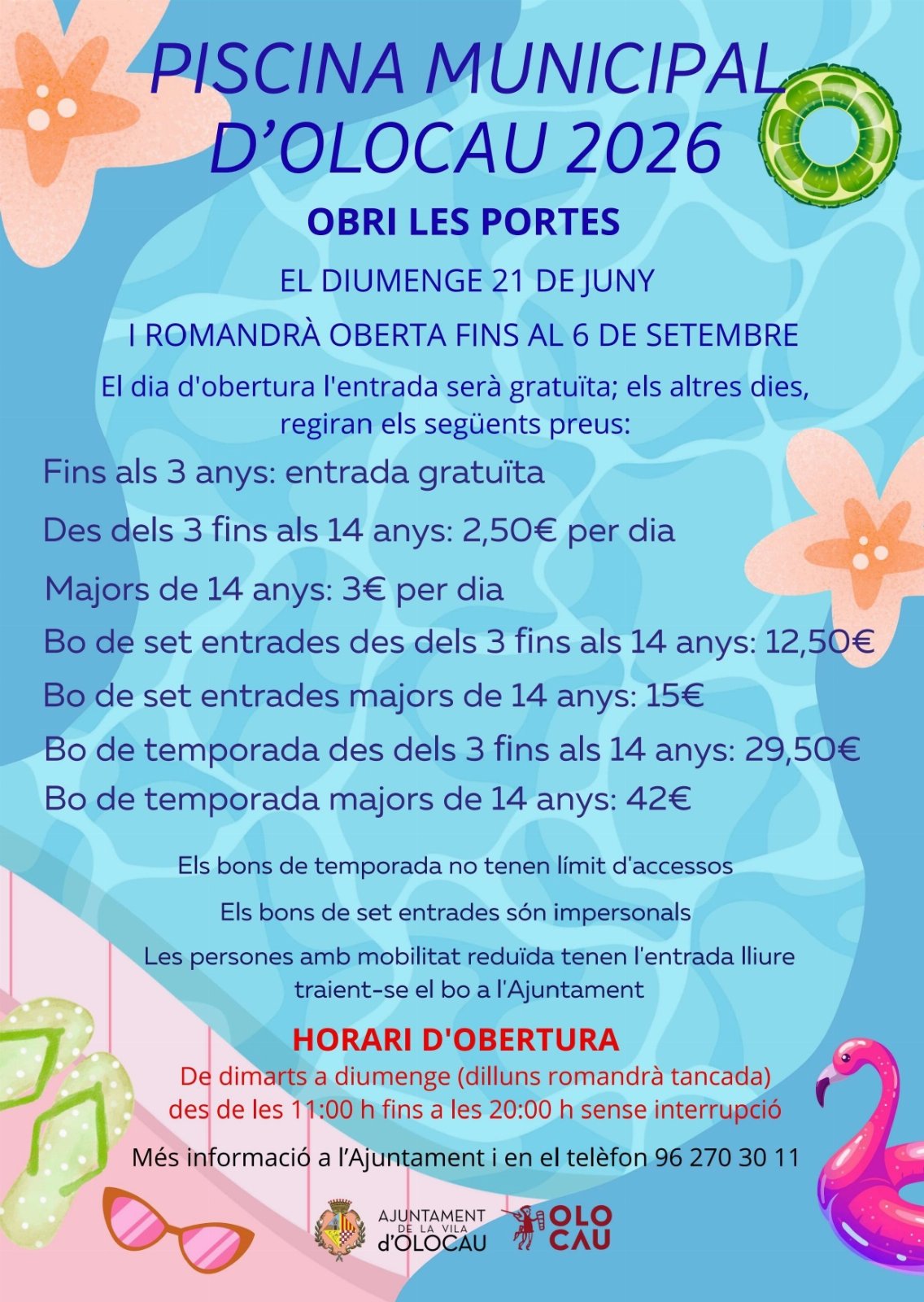 La Piscina Municipal d’Olocau obri les seues portes el 21 de juny