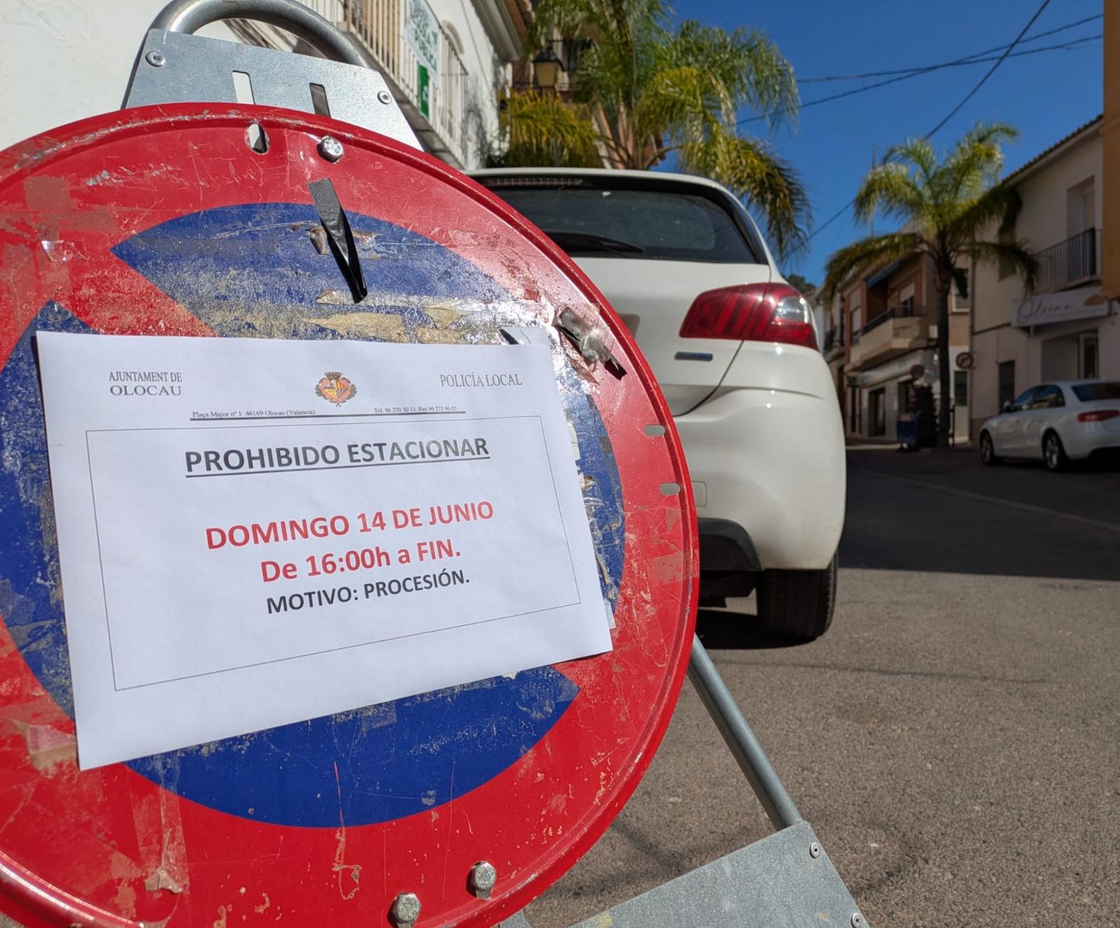 Prohibició d'aparcar i tall de trànsit amb motiu de la Processó del Corpus