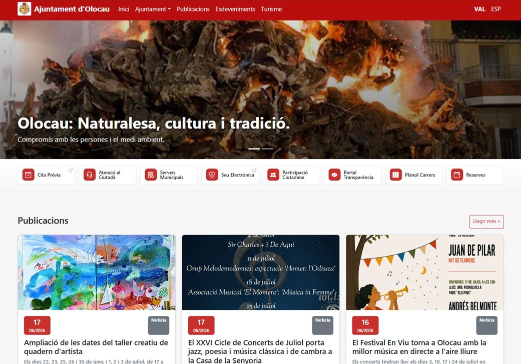 L'Ajuntament d'Olocau posa en marxa la seua nova pàgina web