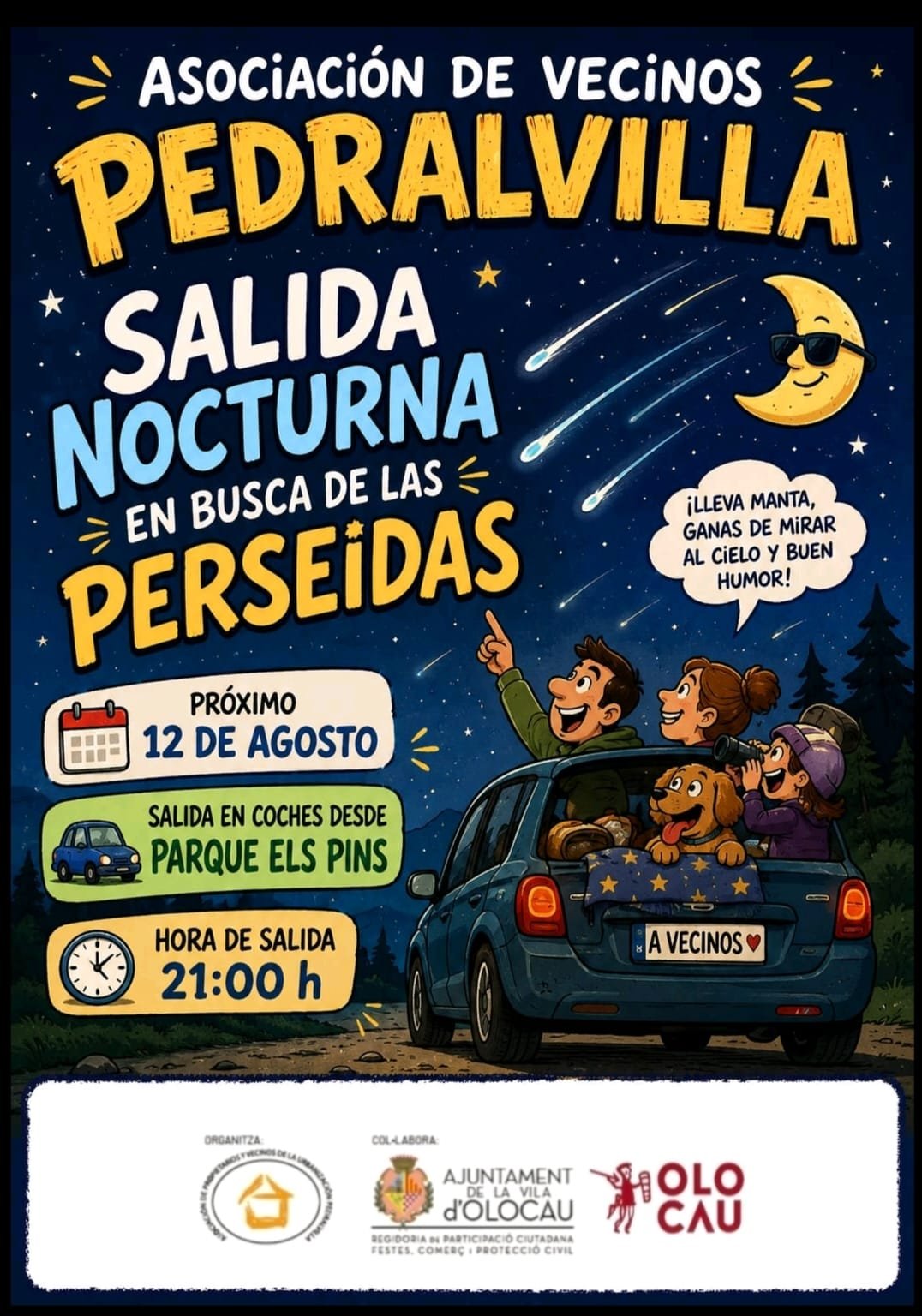 Eixida nocturna en busca dels Perseids de l'Associació de Veïns de Pedralvilla