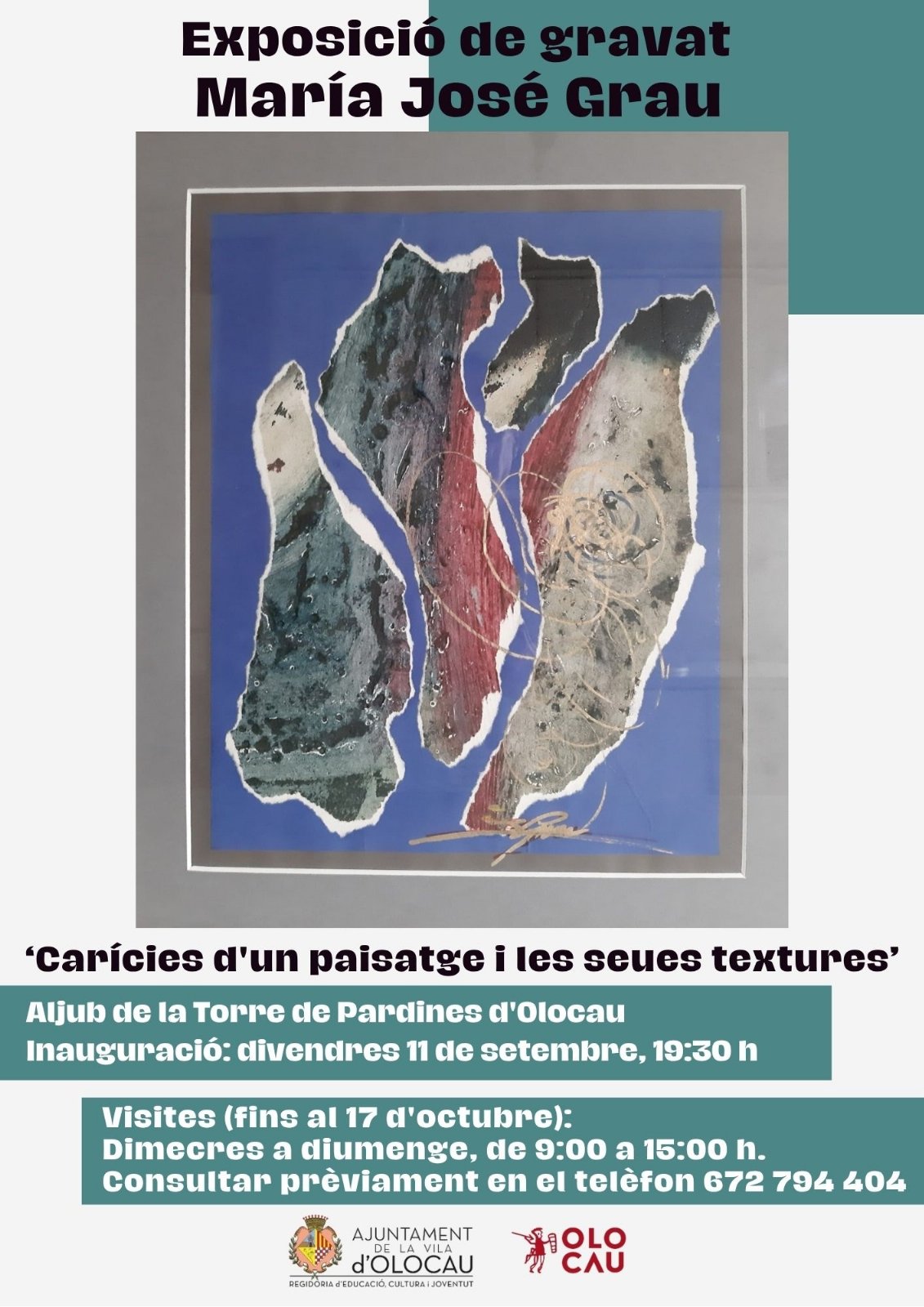 Recordatori de la inauguració de l’exposició de gravat ‘Carícies d'un paisatge i les seues textures’, de María José Grau