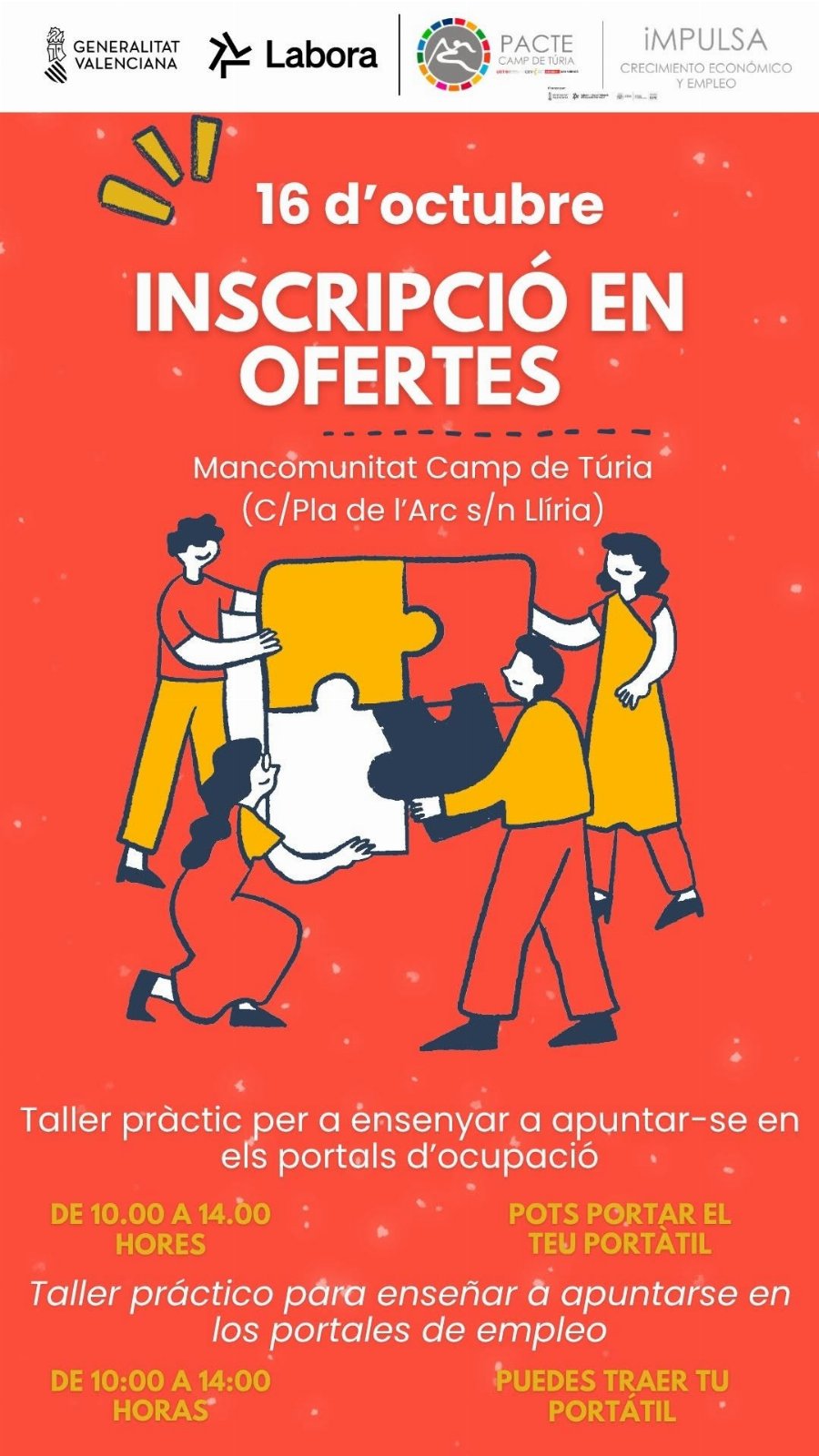 Taller pràctic de la Mancomunitat Camp de Túria sobre inscripció en portals d'ocupació